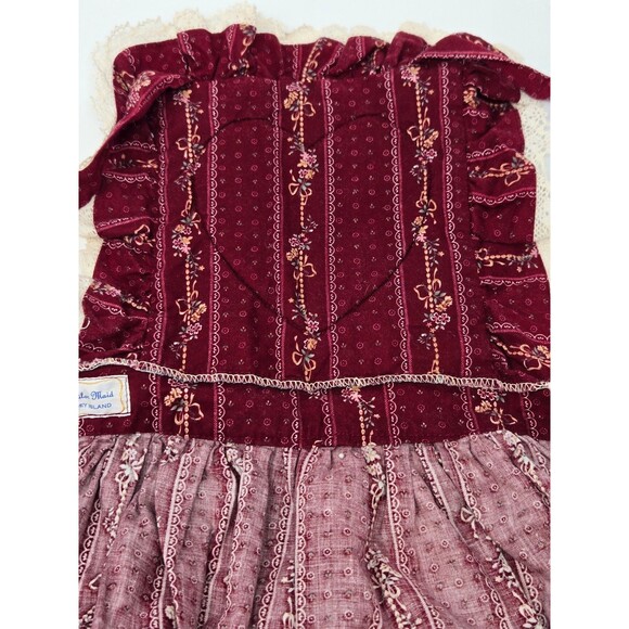THE TAILOR MAID WHIDBEY ISLAND HANDMADE MAROON DITZY FLORAL APRON KITCHEN OS - Picture 10 of 11